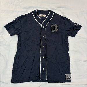 Hollister M Navy Baseball Jersey Monogram Embroidered LA California‎